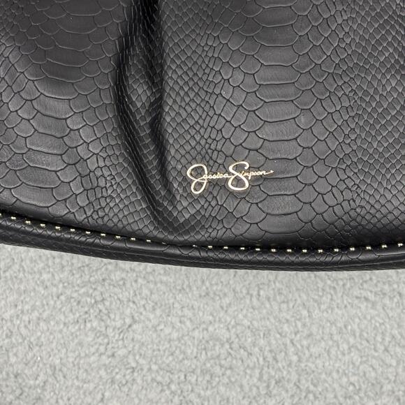 Jessica Simpson Rosanna Black Leather Tote Double Handles Shoulder Bag 14x11x5 - Picture 5 of 16